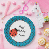 Ladybug en Polka Dots Personalized Papieren Bordje (Feest)