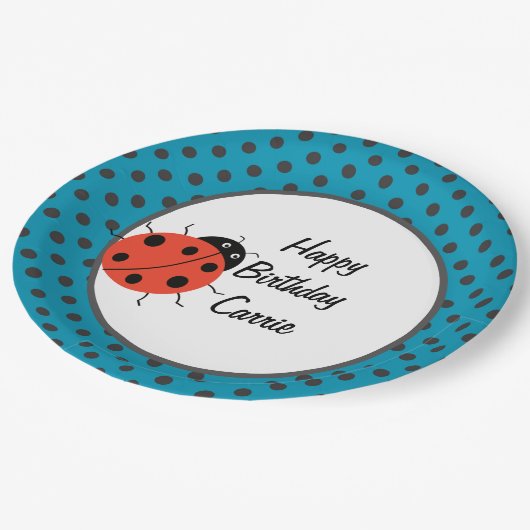 Ladybug en Polka Dots Personalized Papieren Bordje (Gekanteld)