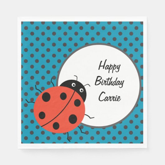 Ladybug en Polka Dots Personalized Servet (Voorkant)