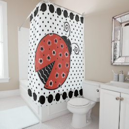 Ladybug- en polka-douchegordijn douchegordijn