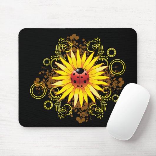 Ladybug en Sunflower Mousepad Muismat (Met muis)