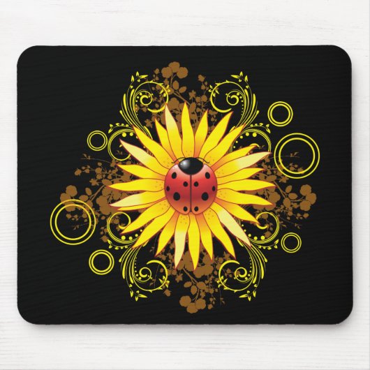Ladybug en Sunflower Mousepad Muismat (Voorkant)