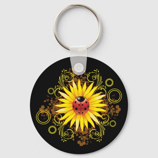 Ladybug en Sunflower Sleutelhanger (Voorkant)