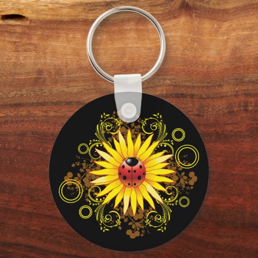 Ladybug en Sunflower Sleutelhanger (Voorkant)