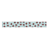 Ladybug en Turquoise Gingham Natuur Pattern Grosgrain Lint (Voorkant)