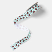 Ladybug en Turquoise Gingham Natuur Pattern Satijnen Lint (Achterkant)