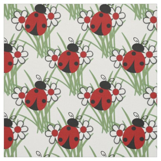 Ladybug en Twee Daisies Stof (Swatch)