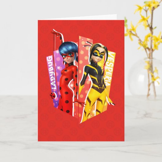 Ladybug en Vesperia Graphic Kaart (Gele Bloem)