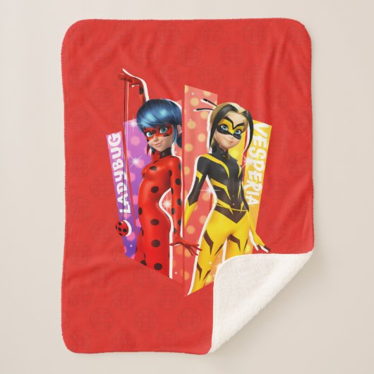 Ladybug en Vesperia Graphic Sherpa Deken (Voorkant)