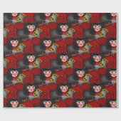 Ladybug en zonnebloemen-diagonaal-rood- cadeaupapier (Vlak)