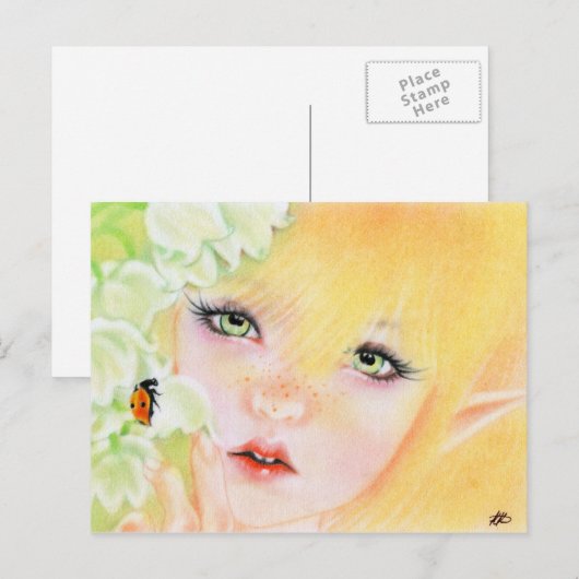 Ladybug Fairy Briefkaart (Voorkant / Achterkant)