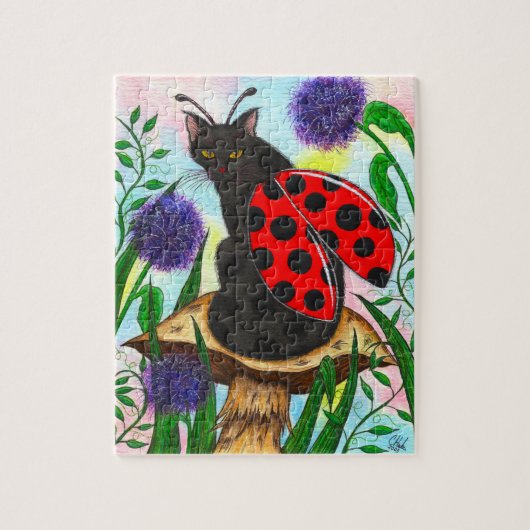 Ladybug Fairy Cat Fantasy Art Puzzle Legpuzzel (Verticaal)