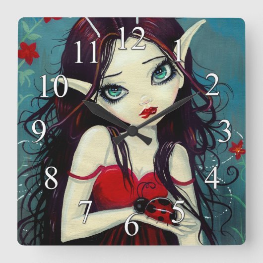 Ladybug Fairy Fantasy Art Wall klok (Voorkant)