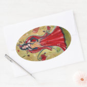 Ladybug Fairy Heart valentijn fee van Renee Ovale Sticker (Envelop)