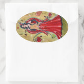 Ladybug Fairy Heart valentijn fee van Renee Ovale Sticker (Tas)