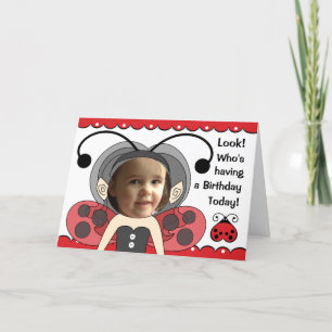 Ladybug Fairy Princess Girls PHOTO Birthday Card Kaart