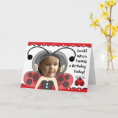 Ladybug Fairy Princess Meisjes FOTO Verjaardag Kaa Kaart (Gele Bloem)