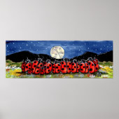 Ladybug Family Watch Moon Stars Night Navy Poster (Voorkant)