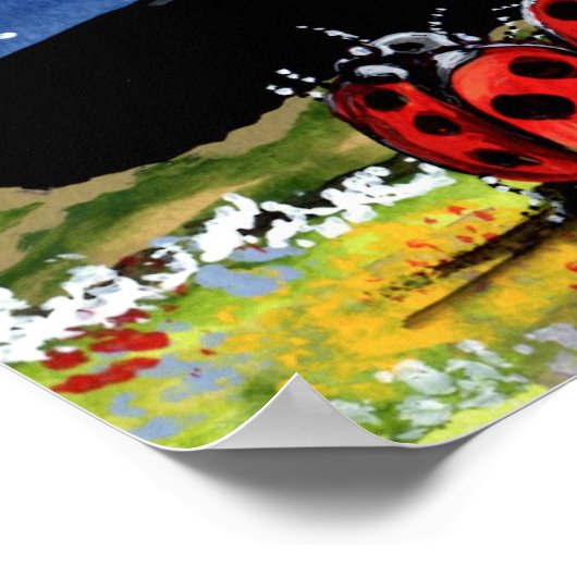 Ladybug Family Watch Moon Stars Night Navy Poster (Hoek)