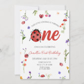 Ladybug First Birthday Kaart (Voorkant)