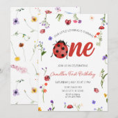 Ladybug First Birthday  Kaart (Voorkant / Achterkant)