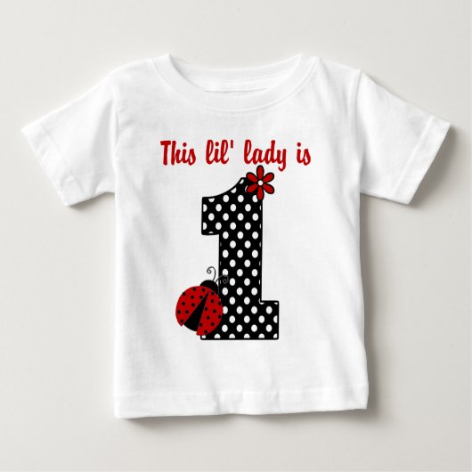 "Ladybug First Birthday" MONOGRAM RUFFLE T-SHIRT (Voorkant)
