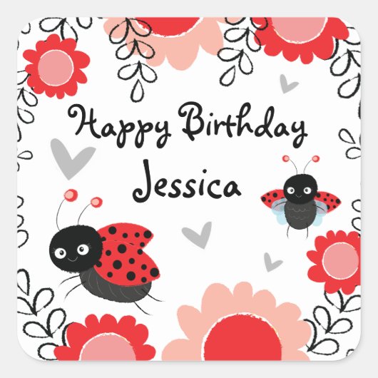 Ladybug First Birthday Party Classic Round Sticker (Voorkant)