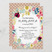 Ladybug First Girl Birthday Party Invitation Kaart (Voorkant / Achterkant)