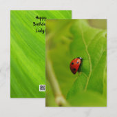 Ladybug Flat Birthday Kaart (Voorkant / Achterkant)