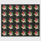 Ladybug Floral Black Women's Name Cadeaupapier (Vlak)