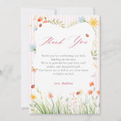 Ladybug Floral Garden Spring Baby Shower  Bedankkaart (Voorkant)