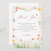 Ladybug Floral Garden Spring Baby Shower Bedankkaart (Voorkant / Achterkant)