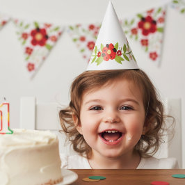 Ladybug Floral Garland Birthday Party Hat Feesthoedjes