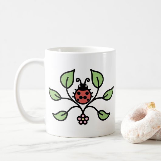 Ladybug Floral Mug Koffiemok (Met donut)