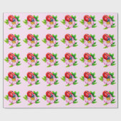 Ladybug Floral Pink Wrapping Paper Cadeaupapier (Vlak)