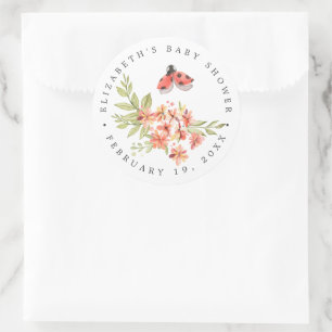 Ladybug Floral   Voorjaarsveer Baby shower Ronde Sticker