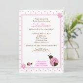 Ladybug Flower Dot 5x7 Vrijgezellenfeest Uitnodige Kaart (Staand voorkant)