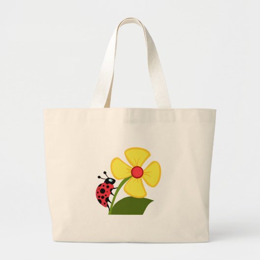 Ladybug Flower Grote Tote Bag (Voorkant)