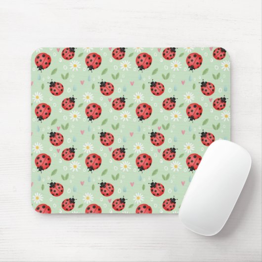 Ladybug Flower Pattern Muismat (Met muis)
