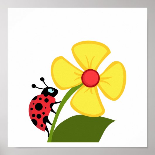 Ladybug Flower Poster (Voorkant)