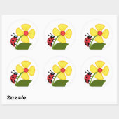 Ladybug Flower Ronde Sticker (Vel)