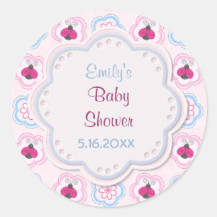 Ladybug Flowers Baby shower - Aanpassen Ronde Sticker