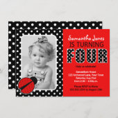 Ladybug Forth Birthday Party Kaart (Voorkant / Achterkant)