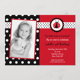 Ladybug Foto Birthday Party Invitations Girl Kinde Kaart