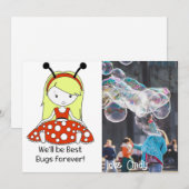 Ladybug-fotokaart Persoonlijke naam Bedankkaart (Voorkant / Achterkant)