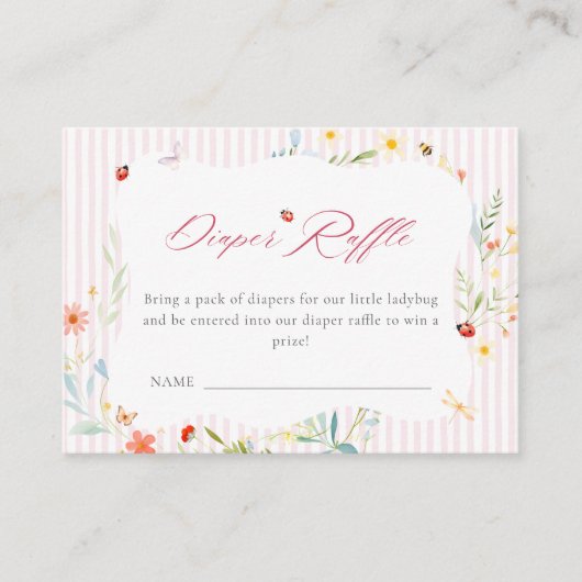 Ladybug Garden Floral Baby Shower Diaper Raffle Informatiekaartje (Voorkant)