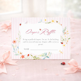 Ladybug Garden Floral Baby Shower Diaper Raffle Informatiekaartje