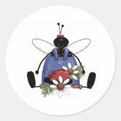 Ladybug Garden Ronde Sticker (Voorkant)