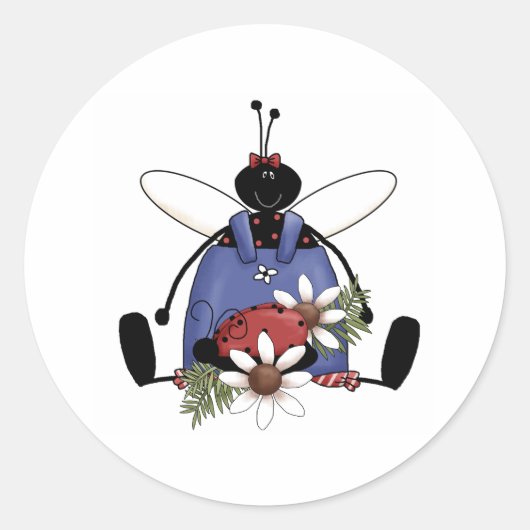 Ladybug Garden Ronde Sticker (Voorkant)