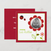 Ladybug-geboorteaankondigingskaart Aankondiging (Voorkant / Achterkant)